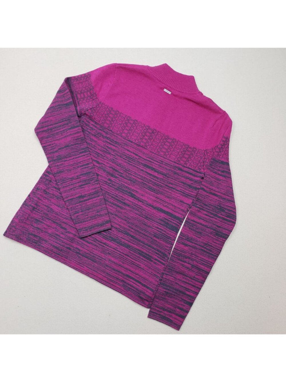 prAna Women's Rosalia Sweater 1/4 Zip Pullover Mock Neck Pink/Purple Sz S - Picture 2 of 5